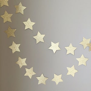 Twinkle Twinkle Little Star Gold Glitter Star Garland, First Birthday Decor,  Gold Star Decoration, Baby Shower Decor