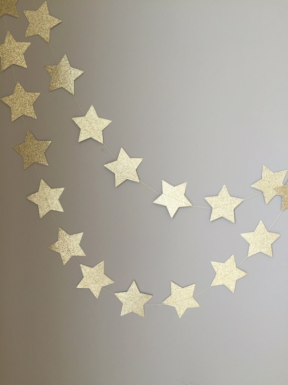Twinkle Twinkle Little Star Gold Glitter Star Garland, First Birthday Decor,  Gold Star Decoration, Baby Shower Decor