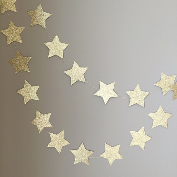 Twinkle Twinkle Little Star Gold Glitter Star Garland, First Birthday Decor,  Gold Star Decoration, Baby Shower Decor