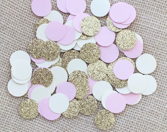 Pink, Gold Glitter, Cream Circle Confetti, Wedding, Bridal Shower, Baby Shower,Table Confetti,Circle Confetti, Pink Decor, Table Decor, Gold