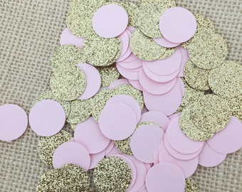 Pink Gold Glitter Circle Confetti, Wedding, Bridal Shower, Baby Shower,Table Confetti,Circle Confetti, Pink Decor, Table Decor, Gold Glitter