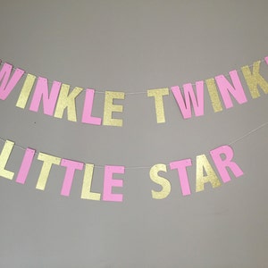 Twinkle Twinkle Little Star Banner, First Birthday, Baby Shower, Pink and Gold Birthday, Twinkle Twinkle Little Star Garland, Party Supplies