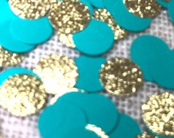 Mint Gold Glitter Circle Confetti, Wedding, Bridal Shower, Baby Shower,Table Confetti,Circle Confetti, Mint Decor, Table Decor, Gold Glitter