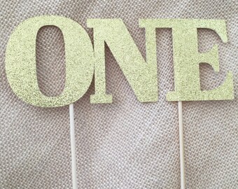 One Cake Topper, First Birthday Cake Topper, First Birthday Decorations, Gold Glitter Cake Topper, Number Cake Topper, Custom Number Topper