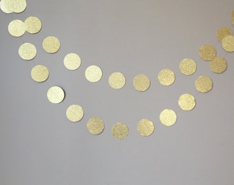 Gold Glitter Circle Garland, Wedding Decorations,Bridal Shower,Birthday, Party Supplies, 50th Birthday Decorations