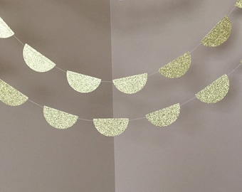 Gold Glitter Scalloped Garland, Baby Shower, Birthday Decorations, Bridal Shower, Weddings Decor, First Birthday Decor, Cake Smash Backdrop