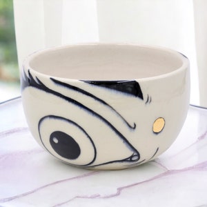 24k Gold Eyeball Ceramic Bowl, Handpainted Ceramic Bowl