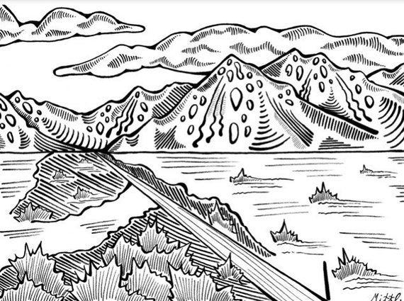 Taos Dibujo De Carretera Impresion Arte De Pared Etsy