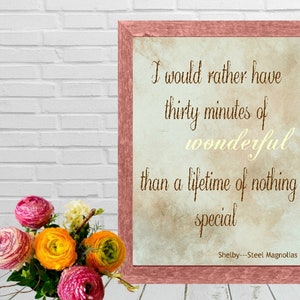 Steel Magnolias printable quote, Movie quote print, Salon wall art, Abstract watercolor art, Inspirational quote, Shelby quote