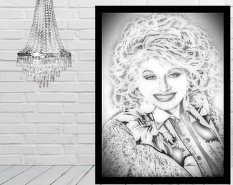 Dolly Parton sketch printable, Dolly Parton picture printable, Country music digital print, Dolly Parton fan wall art