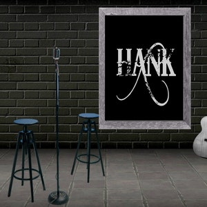 Hank Williams printable, Hank country music print, Hank Williams fan art, Restaurant print, Bar wall art, Music room art, Digital wall art