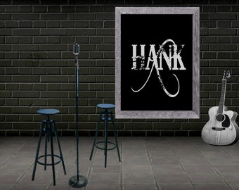 Hank Williams printable, Hank country music print, Hank Williams fan art, Restaurant print, Bar wall art, Music room art, Digital wall art