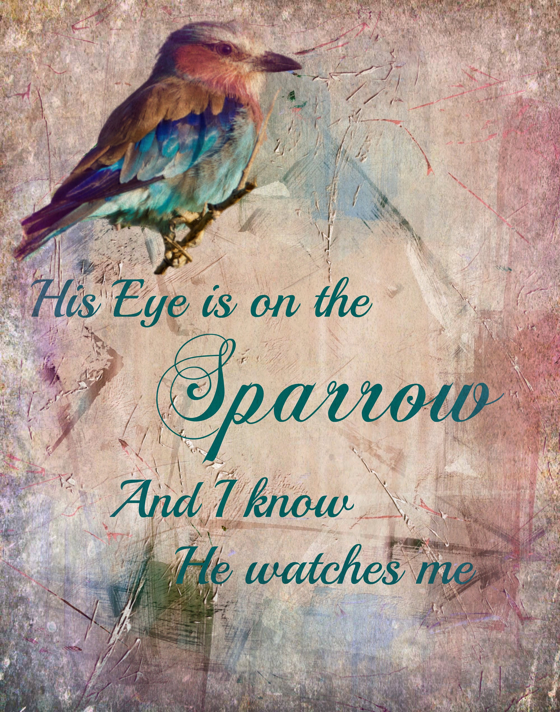 His Eye is on the Sparrow Printable, Mother's Day Gift Idea, Watercolor ...
