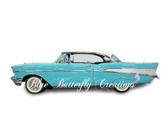1957 Chevy Bel Air digital PNG, Chevy Classic car PNG, Antique Chevy PNG
