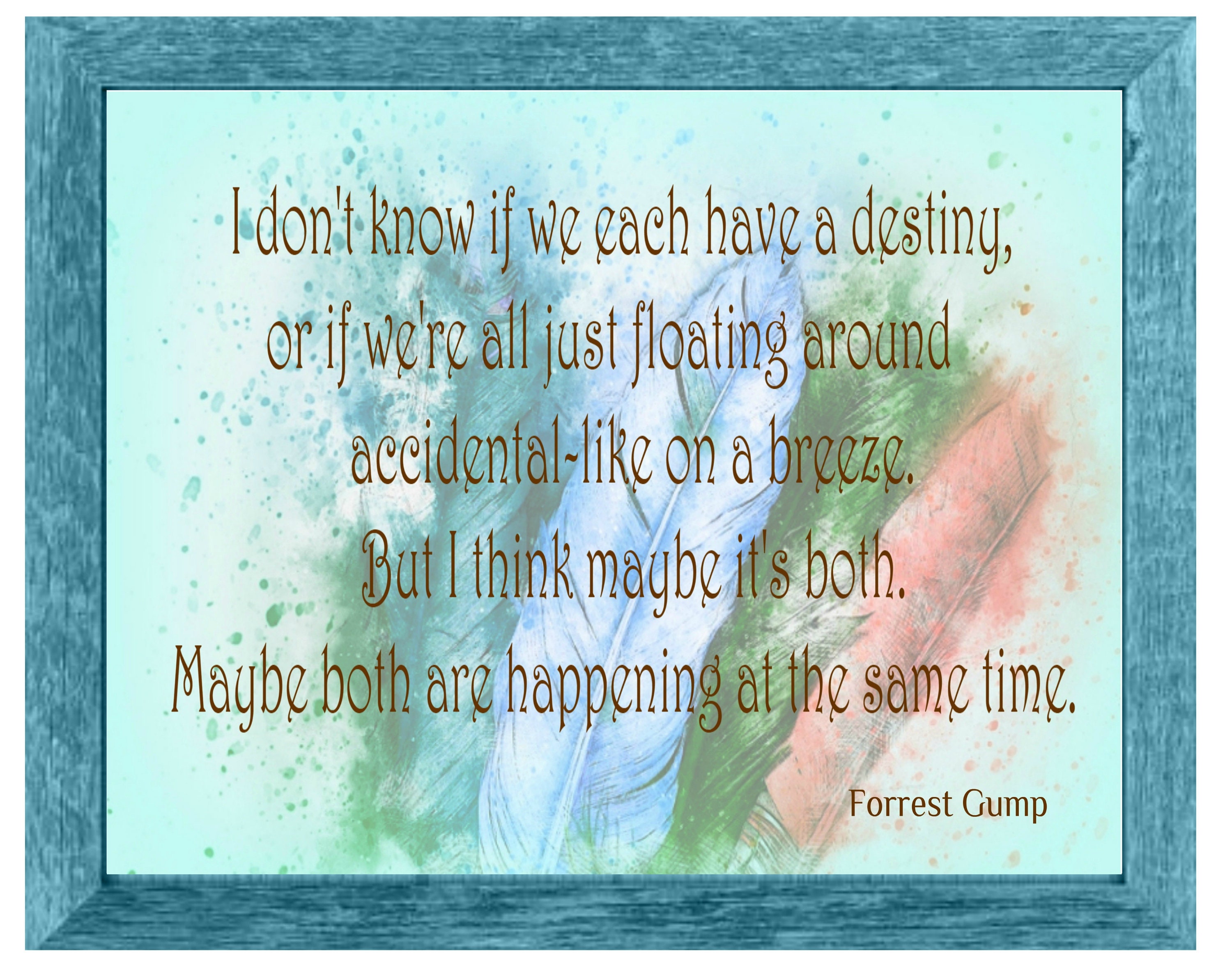 Forrest Gump Movie Quote Printable Feather Design Print Etsy Ireland