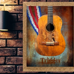 Willie Nelson&#39;s Trigger guitar print, Willie Nelson wall art, Trigger guitar print, Country music lover gift, Under 10 dollars