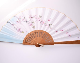 hand painted Hand Fan / Handmade Fan / Wedding handfans / Wooden hand fan / silk fan / Bouquet hand fan - bridal fan