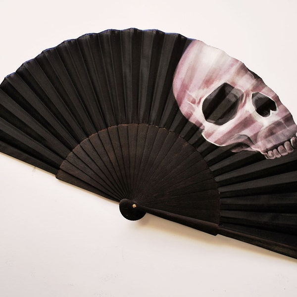 Skull / HALLOWEEN HandFan / Customized Hand painted Fans / Personalized fan / Wooden and cotton handfan / Spanish fan  FREE DELIVERY