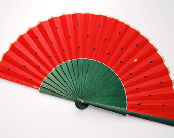 Hand Painted fan red watermelon - FREE DELIVERY - Handcrafted fan- Spanish fan- Pop Modern Fan