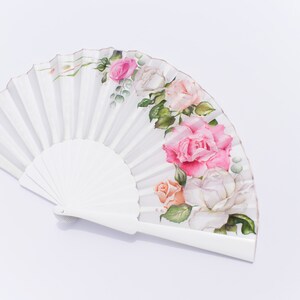 Personalized bridal fan / Floral fan / silk fan / white fan /