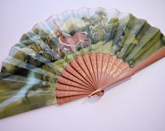 DEERS folding handfan / Hand painted Fan / Wooden handfan / cotton handfan / Spanish handfan / Modern handfan / Pop handfan / artisan fan