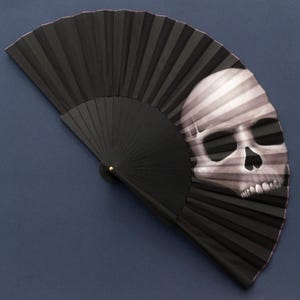 Skull / HALLOWEEN HandFan / Customized Hand painted Fans / Personalized fan / Wooden and cotton handfan / Spanish fan  FREE DELIVERY