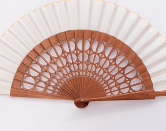 Openwork wooden fan - handmade - FREE SHIPPING