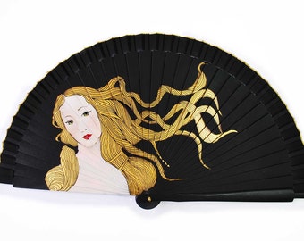 Hand painted fan / Venus Botticelli / Wooden handfan / handcrafted fan / Spanish handfan /   /