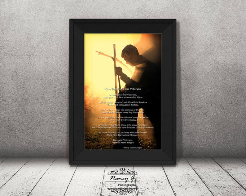 Prayer Give Thanks to our Veterans Military Prayer Print ...