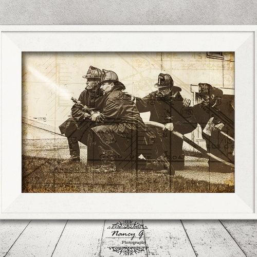 Vintage Firefighters Firefighters Print Firefighter Gift - Etsy