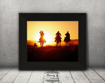 Cowboy Print, Western Print, Cowboys Galloping, 8x10 Print, Western  Decor, Gift for Him, Wild West Image, Modern Cowboy, Country Decor