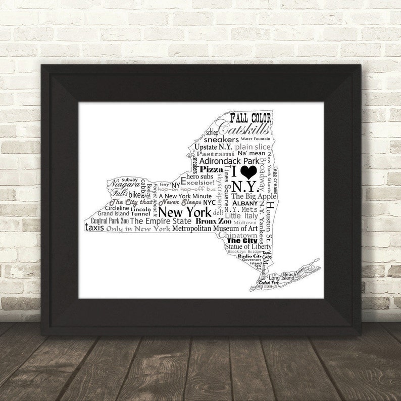 New York Slogans Word Art Typography Map New York New Etsy Hong Kong