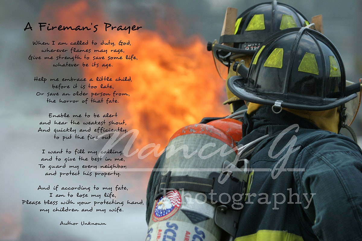 Firemans Prayer, Firefighter Gift, Fire Department Poster Firemans Prayer, Firefighter Gift, Fire Department Poster