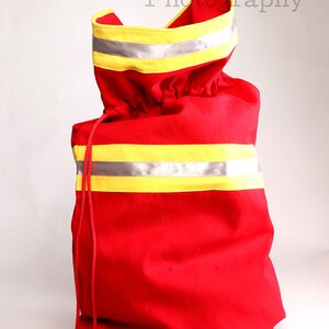 Fire Department Santa Present Bag, Gift for Him, Home Decor, Fabric Art, Santa Claus Bag, Christmas Santa Bag, Firefighter bag for Christmas image 2