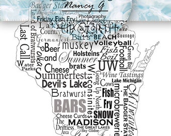 State Wisconsin, word art, Downloadable Printed Art, Wall Art graphics, Printable, Digital Download, Room Decor, Digital Art, travel, US