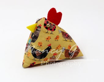 Chicken pin cushions, pin cushion, stuffed rice bag, animal, farm animal, cute bag, fabric, animals, bird, sewing equipment, supplies, sew