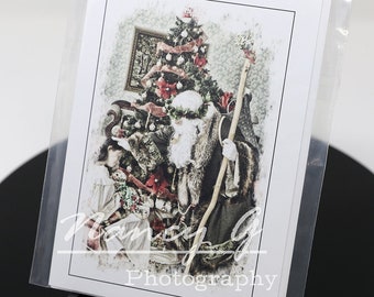 Vintage Santa Claus, Christmas Greeting Card, Christmas Card, Holiday Card, Merry Christmas Card, Magical Christmas, Photo Fine Art,  5"x7"