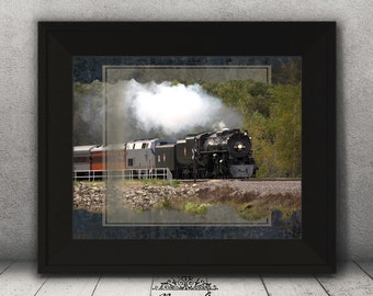 Steam Train Print, Steam Engine, Wisconsin Print, Train Poster, Boy Gift, Fine Art Print, Artwork, Home Decor, Office Decor, Living Room Art