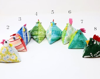 Chicken pin cushions, pin cushion, stuffed rice bag, animal, farm animal, cute bag, fabric, animals, bird, sewing equipment, supplies, sew