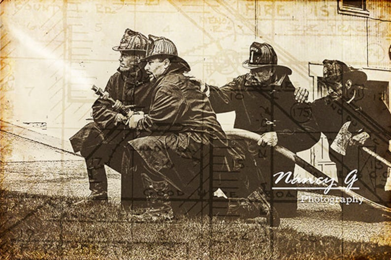 Firefighter Print Vintage Firefighters Firefighter Gift Etsy