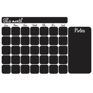 Black Matte Vinyl Chalkboard Calendar