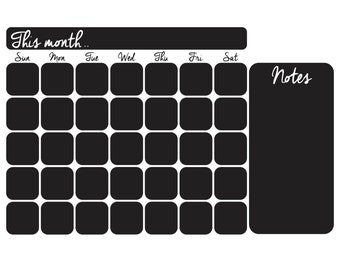 Black Matte Vinyl Chalkboard Calendar