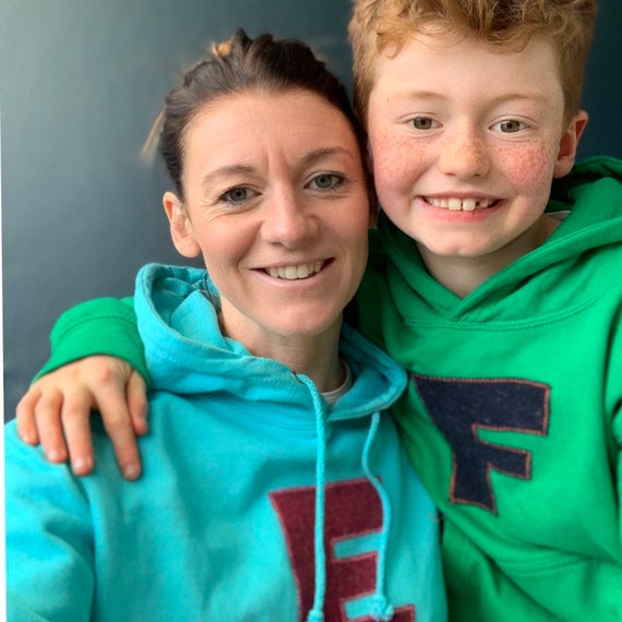 Turquoise Personalised Hoodie With British Tweed Appliquéd - Etsy
