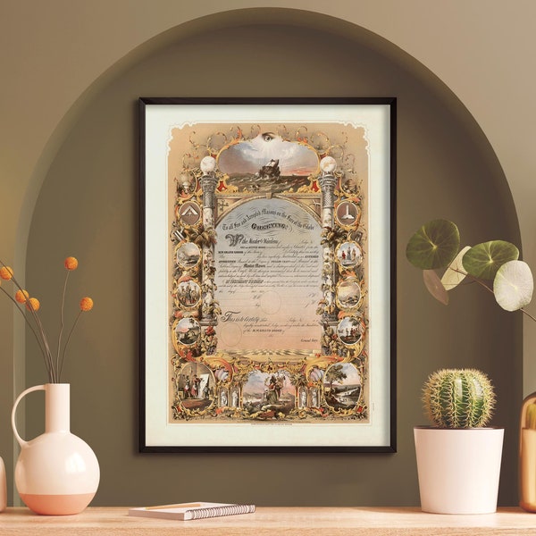 Masonic Certificate Etsy