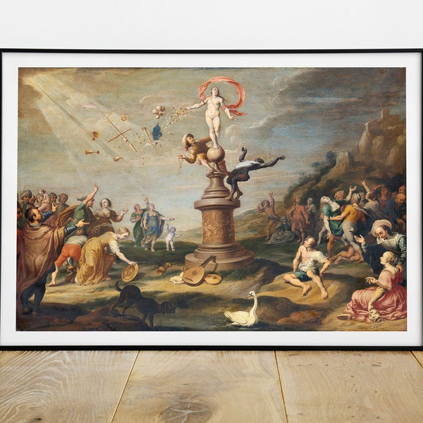 The Goddess Fortuna Bestowing her Gifts, Painting ca 1645, Goddess of Abundance, Faith, and Fortune. Vintage Printable Art, Digital Wall Art