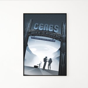 Nasa Posters, Visit Ceres - Printable Files, Digital Wall Art, Vintage Illustration of Space Travel, Home Office Decor, Retro Science Art