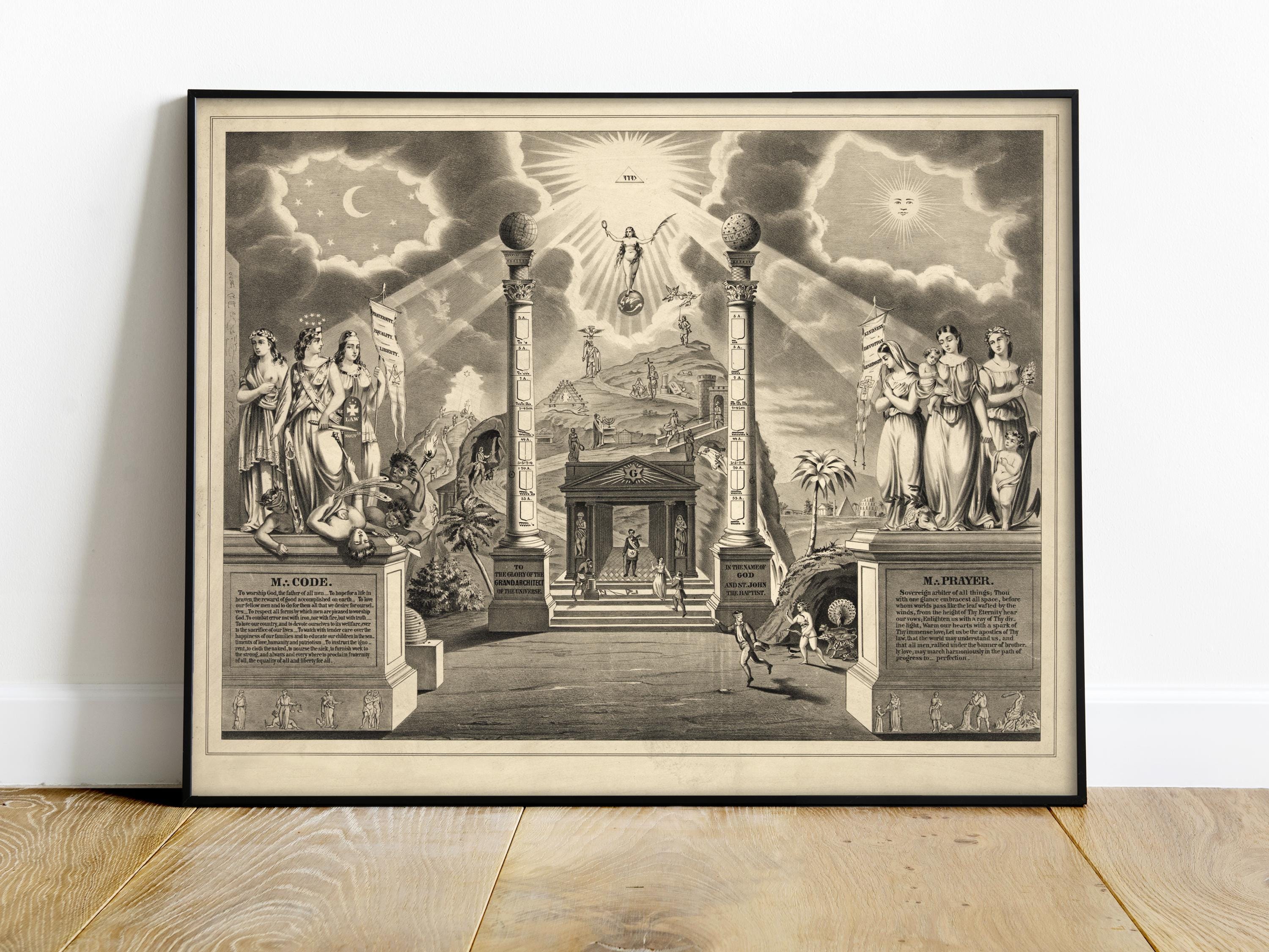 Masonic Code and Prayer Printable Freemasonry Art Ca. 1866 Grand Lodge ...