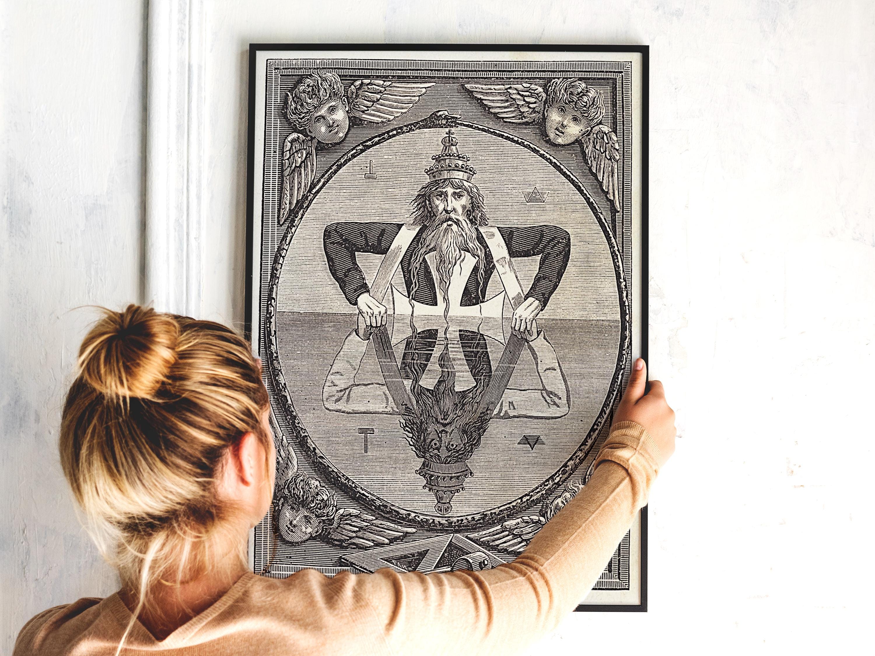 Vintage Masonic Engraving, Printable Magic Talisman Hermetic Art ...