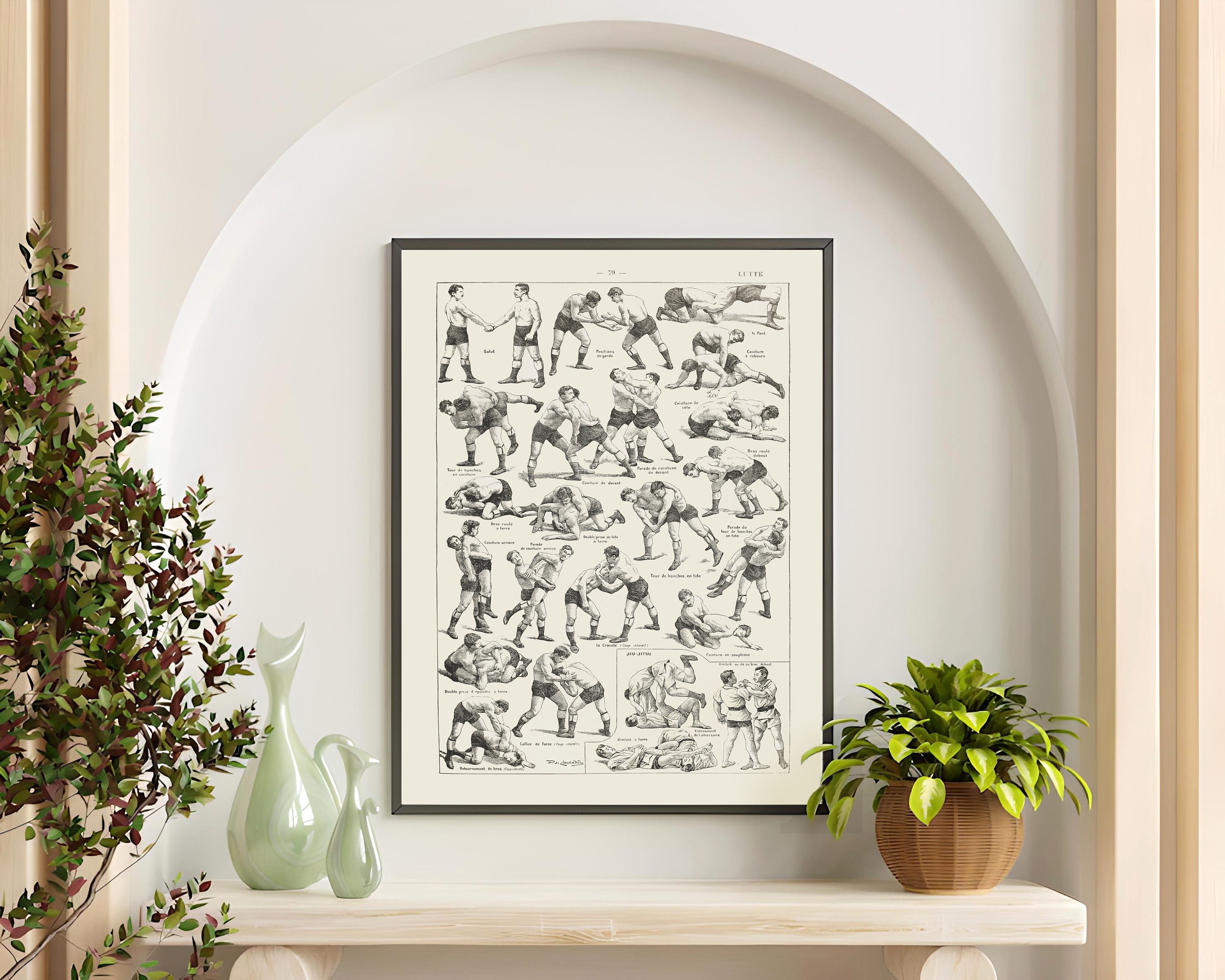 Wrestling Moves and Poses. Hand Drawn, Vintage Illustration of ...