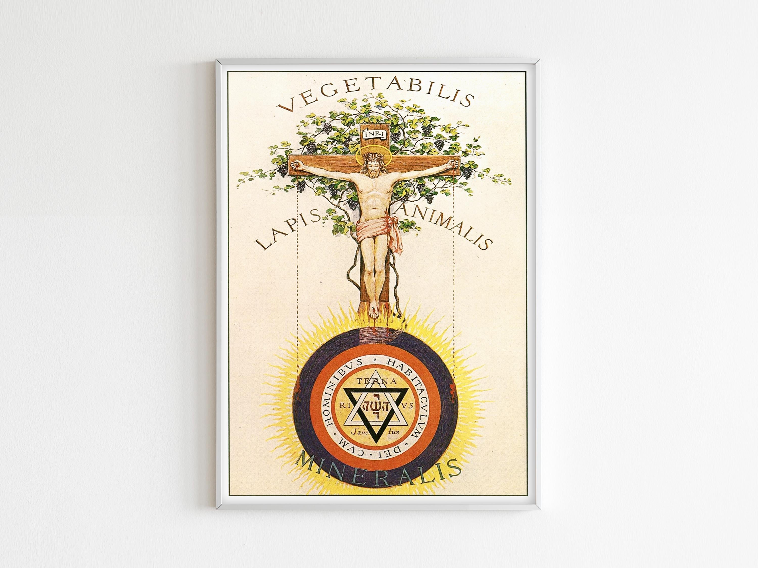 Rosicrucian Crucifixion Printable Masonic Art, the Solar